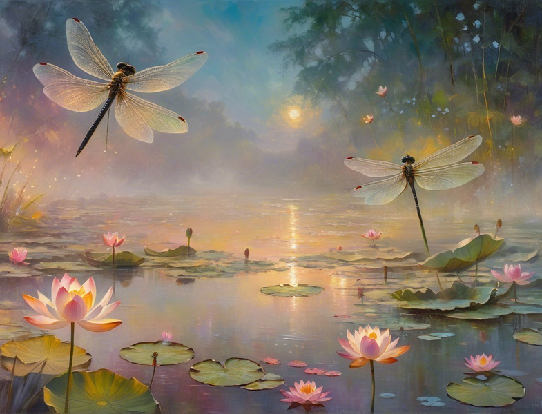 Modern Canvas Wall Art Home Decor - Fire Fly Pond