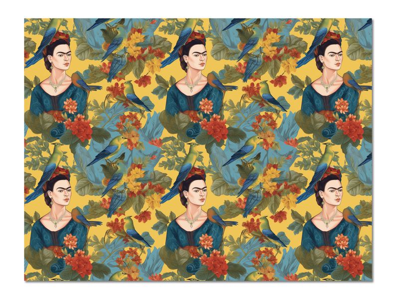 A3 Disposable Paper Placemat Set - Frida Kahlo Bird Garden