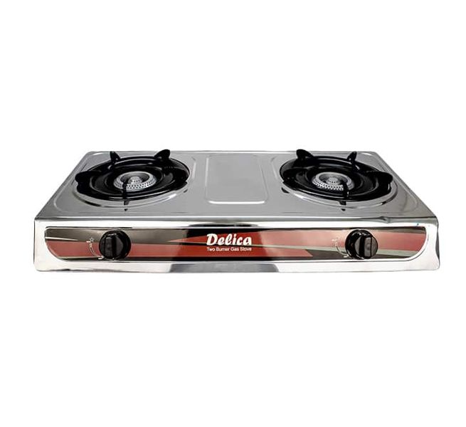 Two Burner Gas Stove with Auto Ignition, Pan Support &amp; Accessories Set
