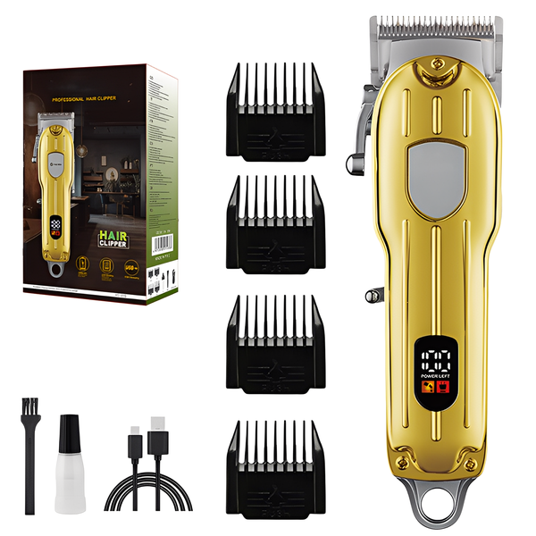 Professional Metal Hair Clipper LCD Display Low-Noise Style