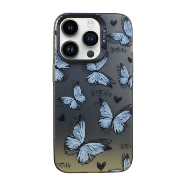 Elegant Butterfly Phone Case Compatible with iPhone 14 Pro - Silver