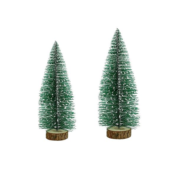 DHAO Desktop Christmas Trees Mini Pine Tree With Snow And Wood