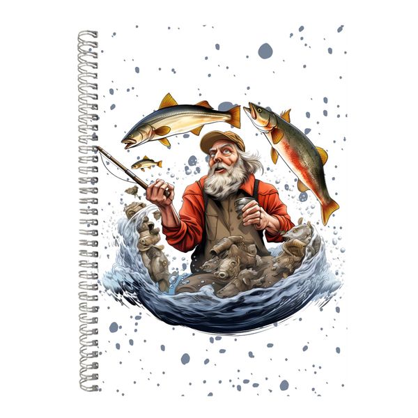 Angler A4 Notebook Spiral and Lined Fishing Lovers Graphic Notepad Gift 196