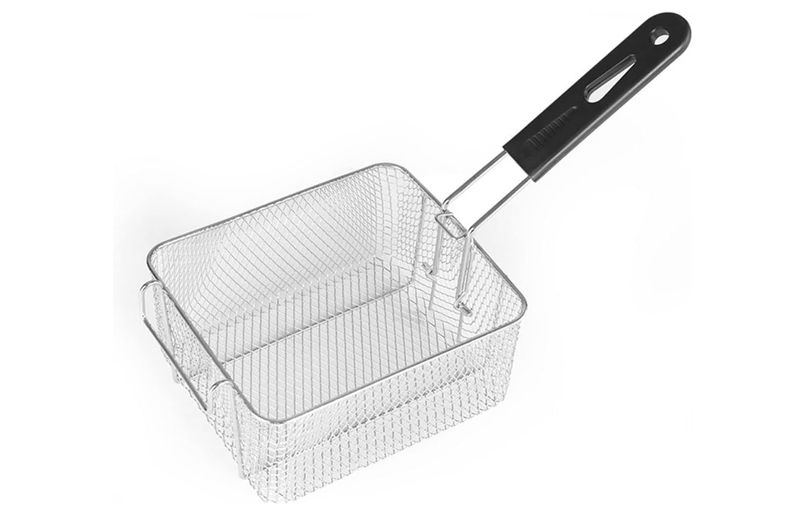 Stainless Steel Square Fry Basket with Rubber Handle Grip