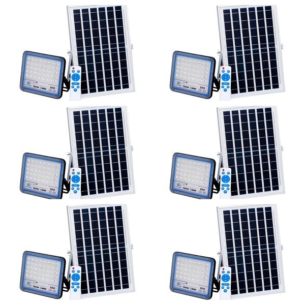 SMART OUTDOOR LED Solar Flood Light with Remote 80W - 6 Pack
