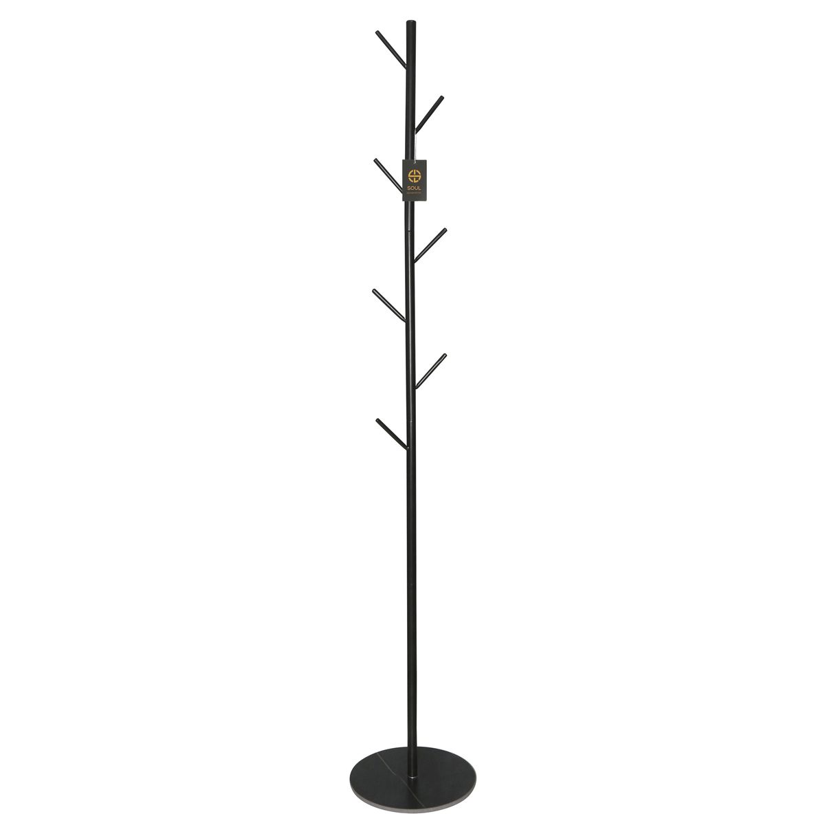 Soul Lifestyle 7-Hook Metal Hat & Coat Tree Rack with Slate Marble Base