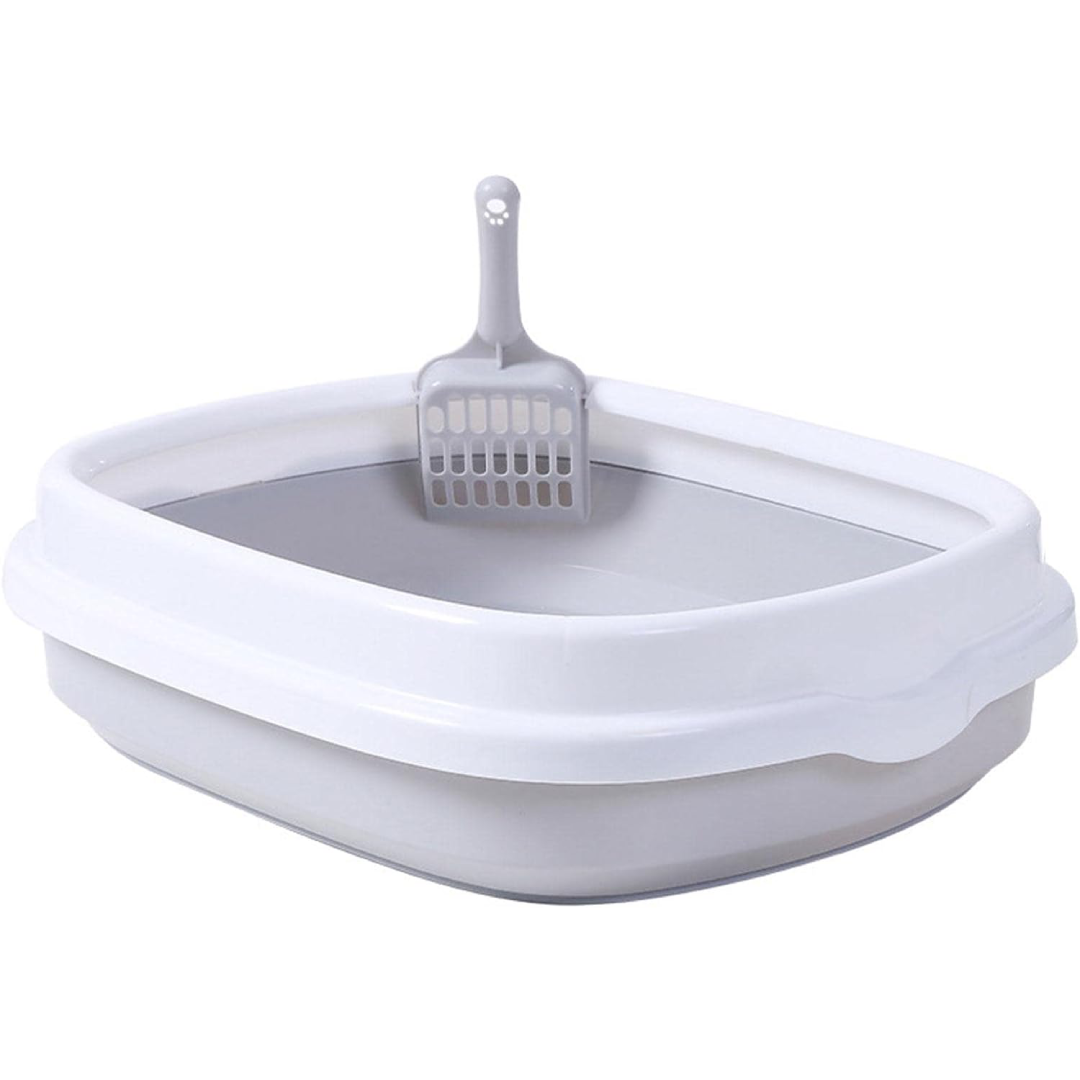 Large Cat Litter Box with Scoop Open Top Cat Potty Pan Anti-Splashing ...