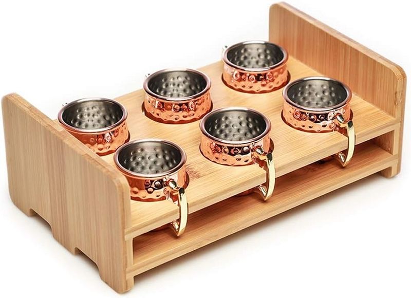 Mini Mugs Moscow Mule Mug With Wooden Holder Cocktail Cups-6Pcs