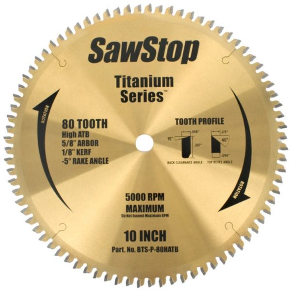 Sawstop 80t Combination Saw Blade Titanium Series