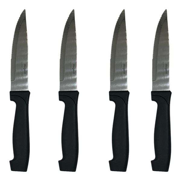 Jumbo Steak Knife 4 Piece With Black Handle Regent