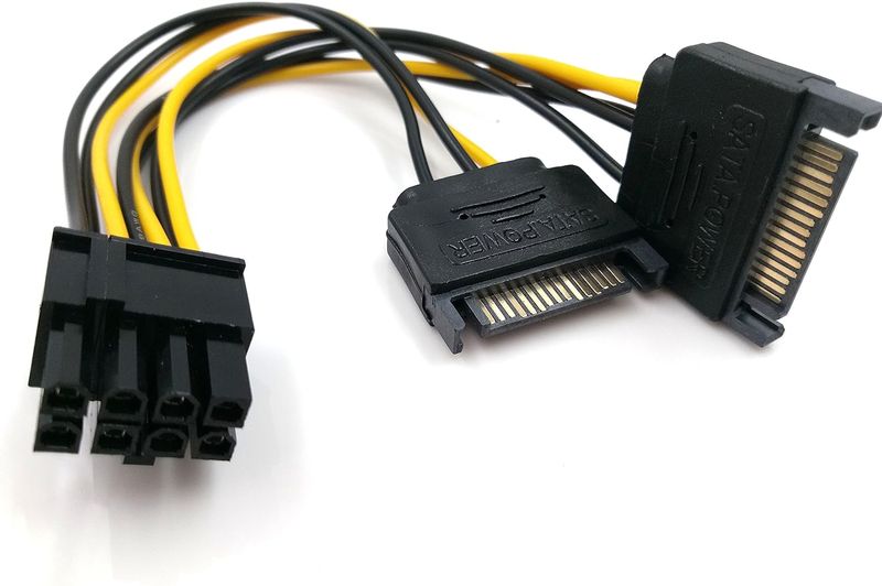 SATA to PCI-E Cable 15Pin SATA to 8 pin Video Card Power Supply Adapter