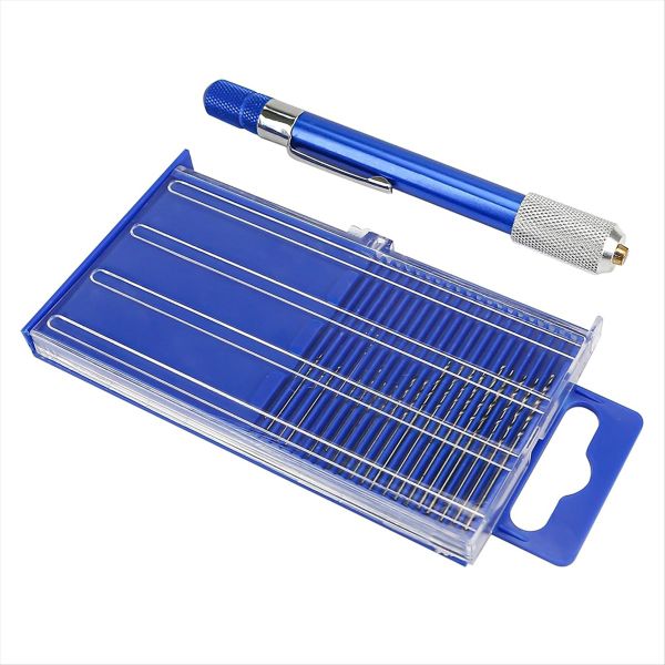 21PCS Carburetor Jet Drill Bits Pin Vise Set, for Jewelry Bead Making
