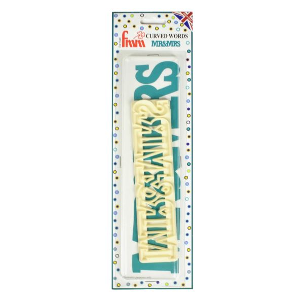 MR&amp;MRS Curved Wedding Celebration Words Cutter Stencil for Cake Decoration