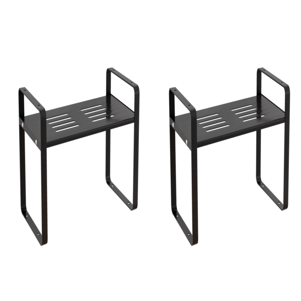 2 Pcs Steel Kitchen Counter-top Microwave Shelf Organizer - Black