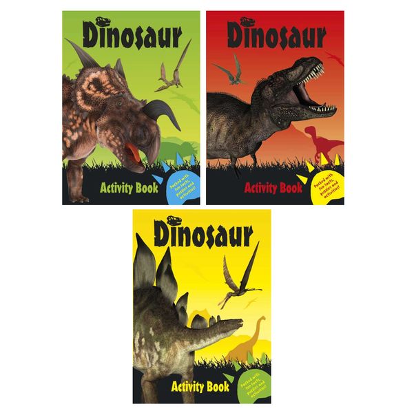 Dinosaur Colouring &amp; Activity Books 16 Pages - 32 Activities (Set of 3)