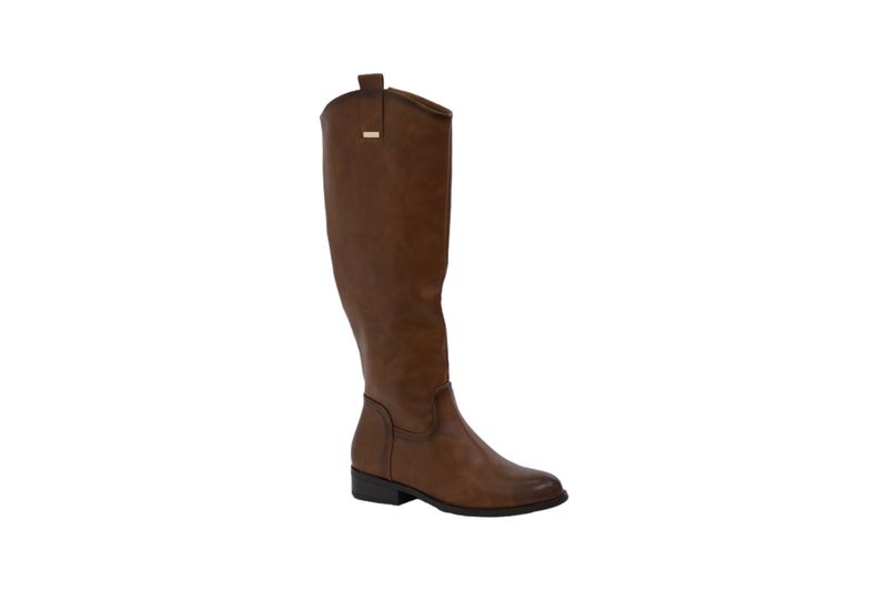 LaMara Paris Women's Eliza 3cm Low Heel PU Knee High Boots - Tan