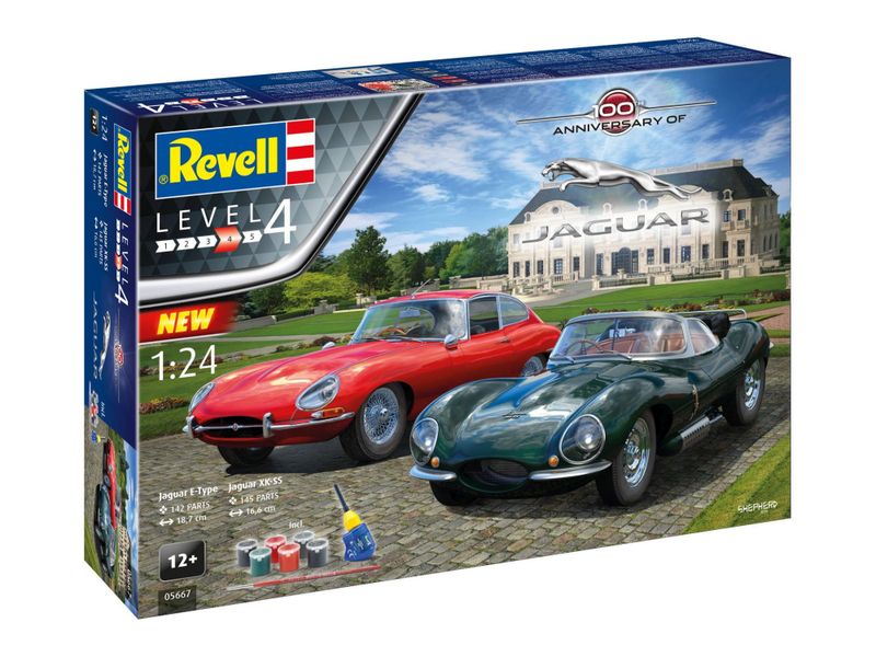 Revell 1/24 Jaguar 100th Anni. Plastic Model Kit w/paints, glue &amp; brush