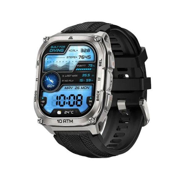 KOSPET Tank M4 Smart Watch for Men - Silver, Full Stainless Steel