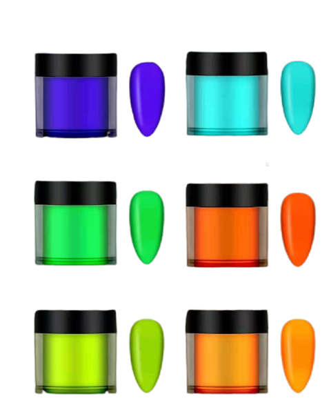 6 PieceLuminous Color Acrylic Powder 10g