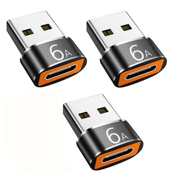 Fudisenn 3-Pack USB Male to Type-C Female Adapter - 6A Fast Charging OTG
