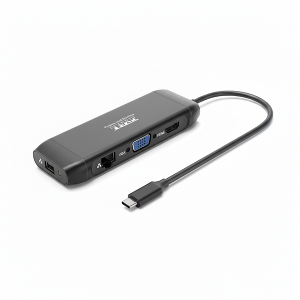 Port USB Type-C Dock with 4 USB 3.1, HDMI, VGA, Ethernet, Card Reader