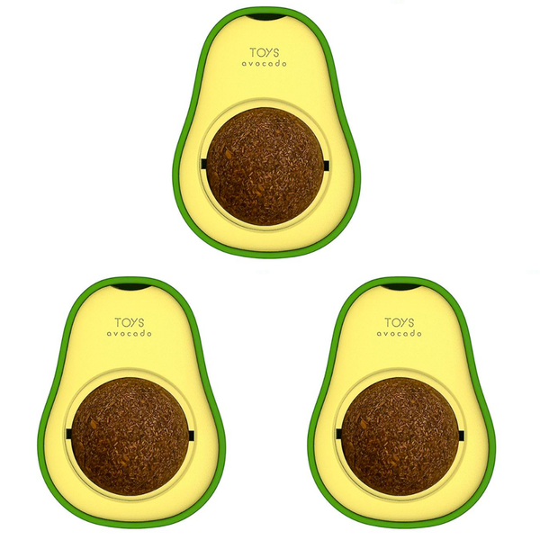 Avocado Design Catnip Ball Toy for Cats - Wall Mounted (3 Pack)