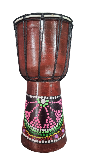 Djembe Hand Drum Painted Dots - 30cm x 16cm