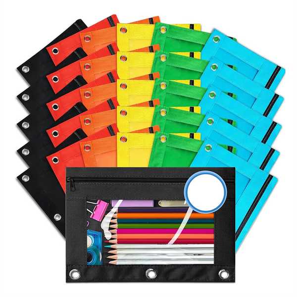 Pencil Pouch for 3 Ring Binders, 30 Bulk Pencil Pouches