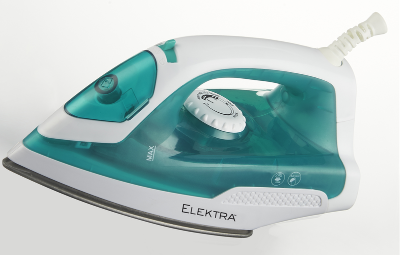 Elektra 1200W Steam Iron - Green, Fast Heat, Anti-Drip, Ceramic Soleplate