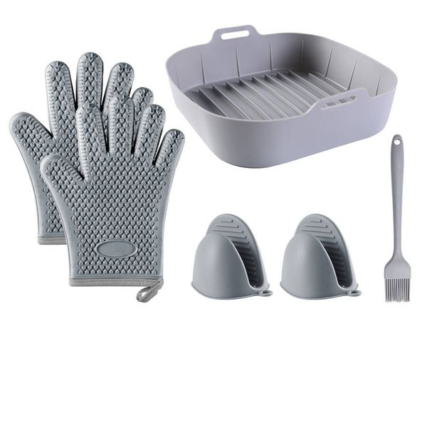 Silicone Air Fryer Liner with gloves, brush and clip