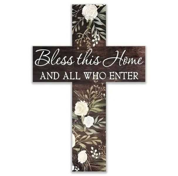 Bless this home wooden cross