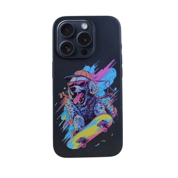 Vibrant Skater Dog Protective Phone Case Compatible With IPH15 Pro