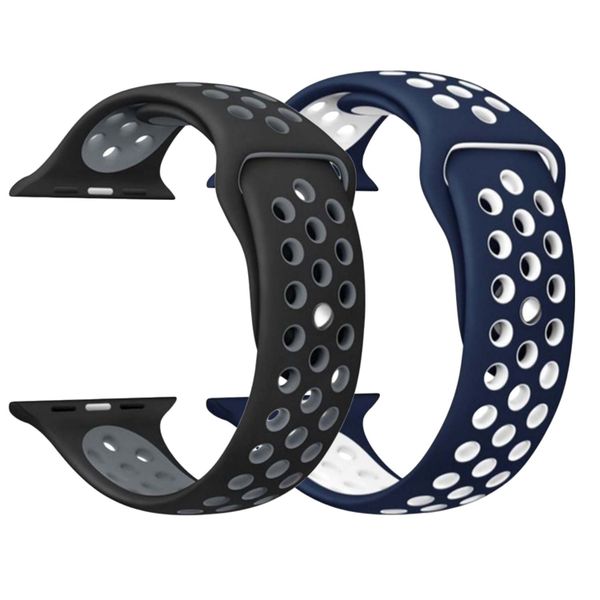 FocusFit Replacement 38mm M Nike Silicone Straps For Apple Watch - Pack of 2