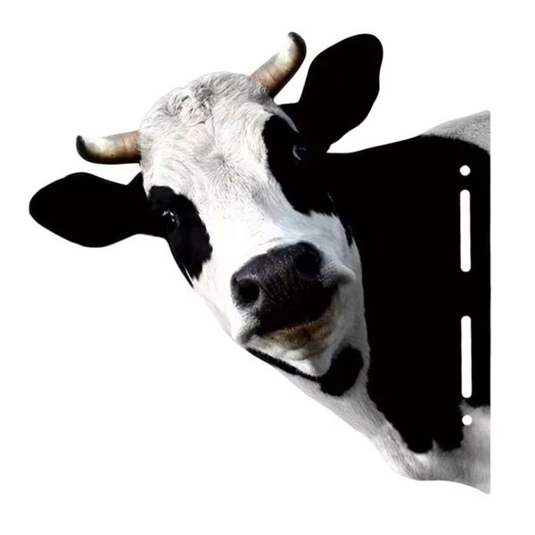 Iron Cow Yard Art Cute Peeking Cattle Yard Decor