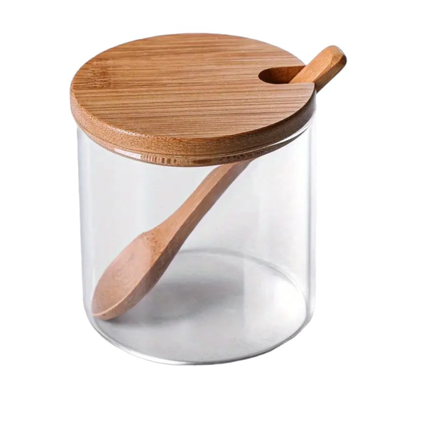 Polycarbonate Sugar Bowl With Bamboo Lid And Spoon