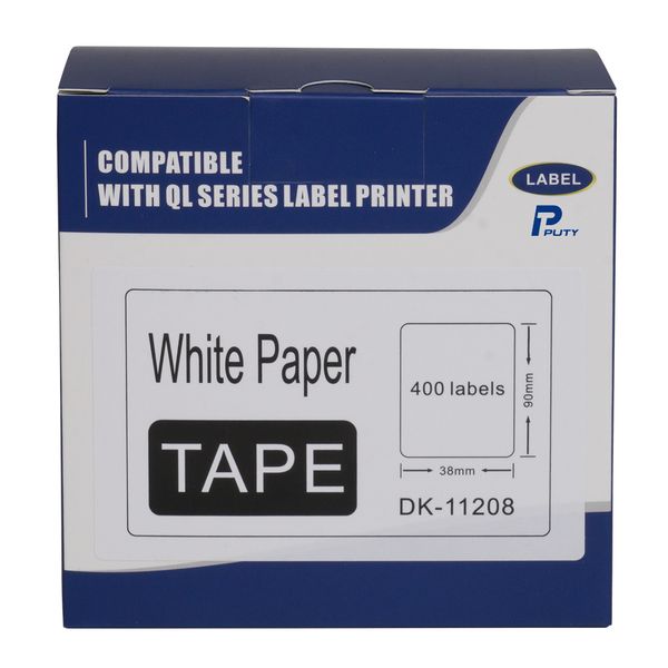 PUTY Compatible DK-11208 Large Address Label 90mm x 38mm Roll 4 Pack