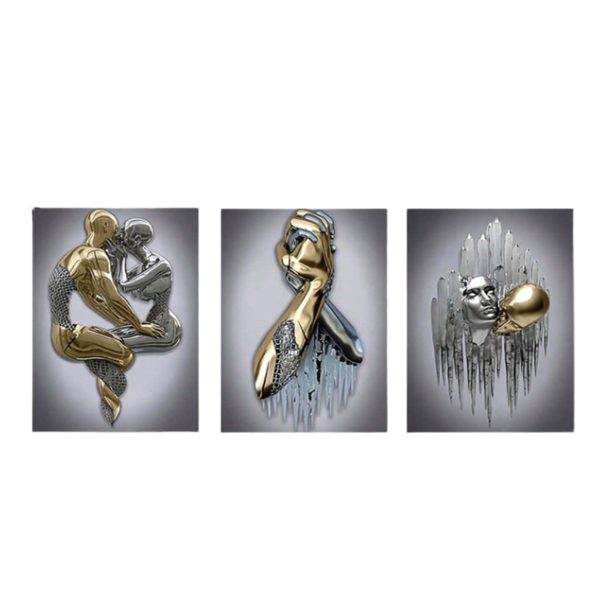 Metal Character Statue Canvas Poster - 3 Piece