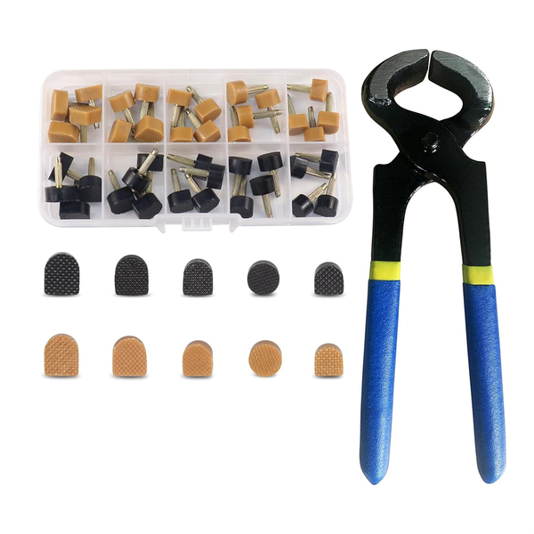 Heel Caps in 2 Colors with Removal Pliers, Round and U Shape - 40 Pairs