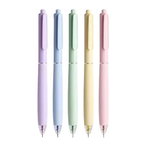 5-Piece Vibrant Pastel Color Ballpoint Pen Set - Multicolor