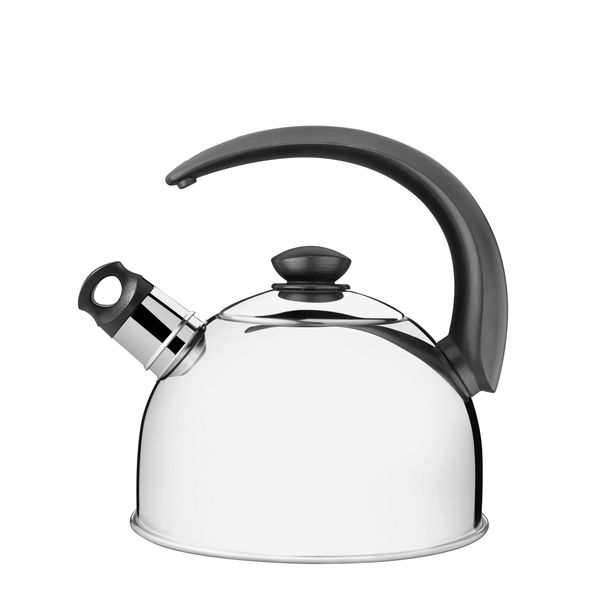 Tramontina Stainless Steel Whistling Kettle with Black Handle - 2.1L