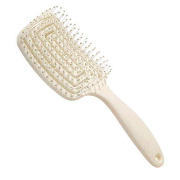 Mini Detangling Hairbrush With Hollowed Out Design - Cream
