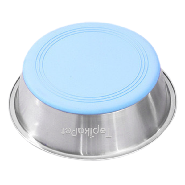 TopikaPet - Stainless Steel Dog Bowl with Non-Slip Silicone Base, 21x6.8cm