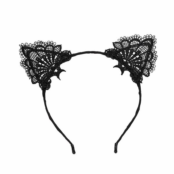 Cat ears lace Alice bands- pack of 2 (black and white)