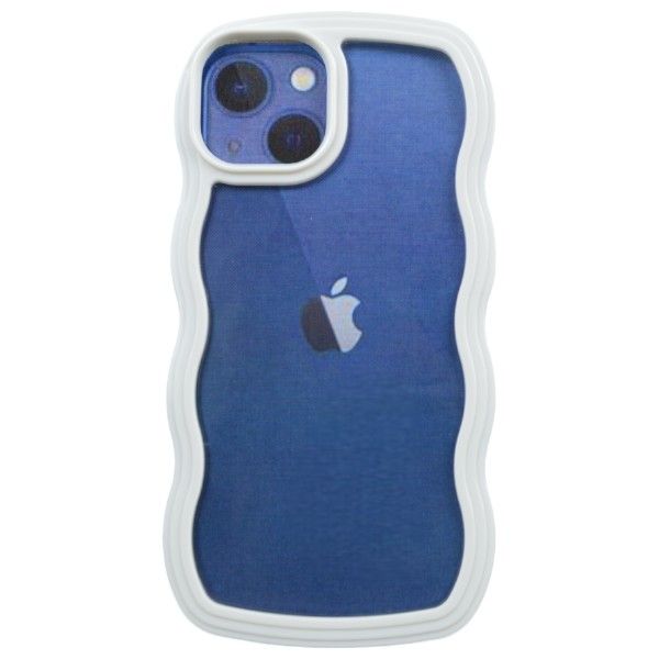 Blue Wavy Edge Phone Case for iPhone 13 - Transparent