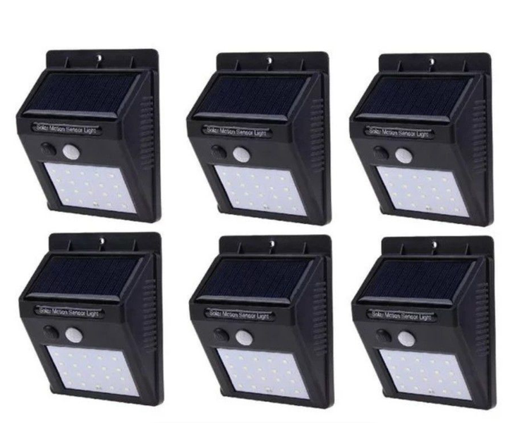 Pack of 6 LED Solar Powered LED Wall Light with Night Sensor