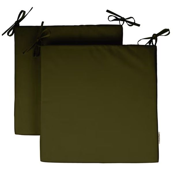 Plain Outdoor Chairpad Khakhi Green 40x40cm - Pack Of 2