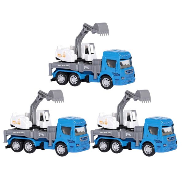 3 Pack - Model Toy Truck City Excavator - Blue