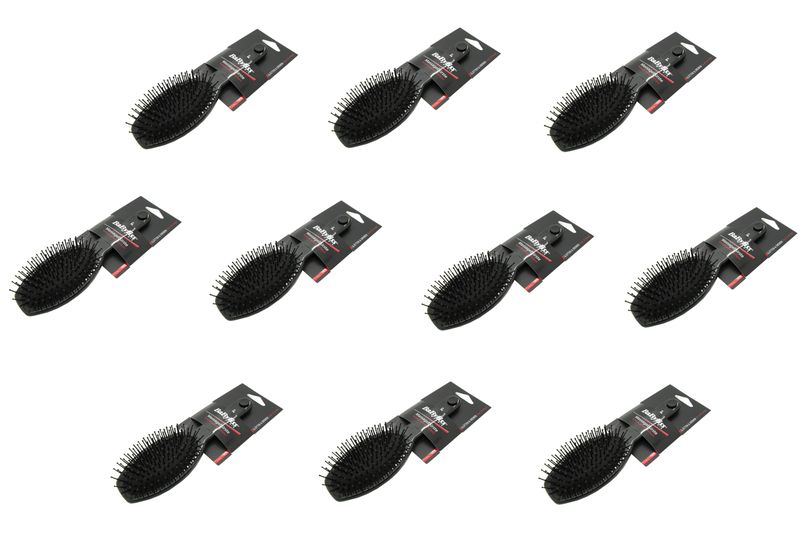 10 x BaByliss Plastic Bristle Massage Hairbrush For Women &amp; Girls Black