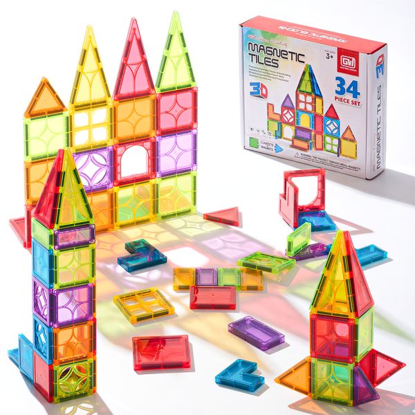 34-piece Magnetic Building Tiles, Kids Toy,s Magnetic Block,s Sensory Toys