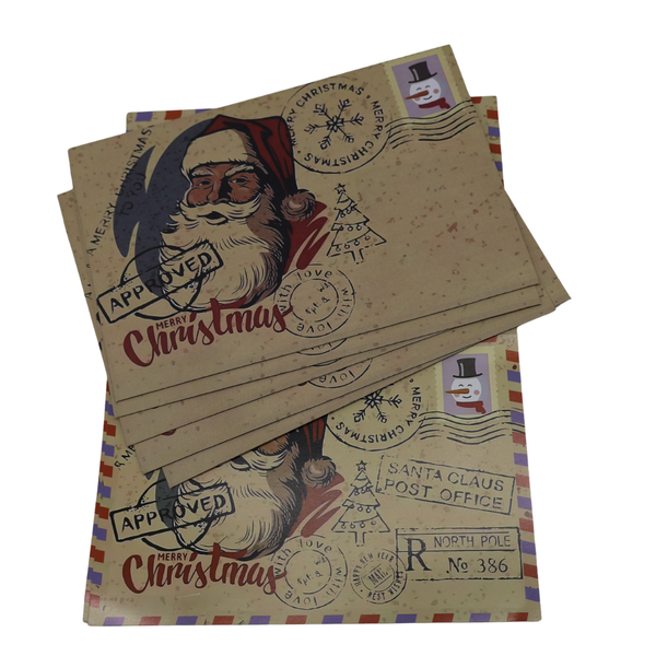 Vintage Santa Christmas Postcards with Envelopes pack of 5